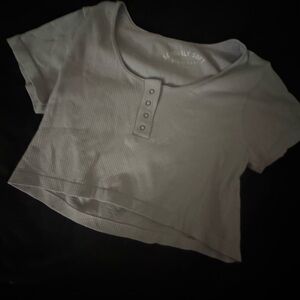 AERO Gray Ribbed Crop Top